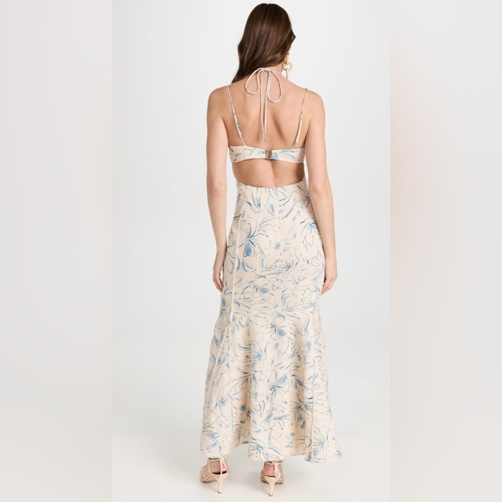 Significant Other Anita Dress Sleeveless Maxi Floral Size 4 Blue Beige - Picture 3 of 16
